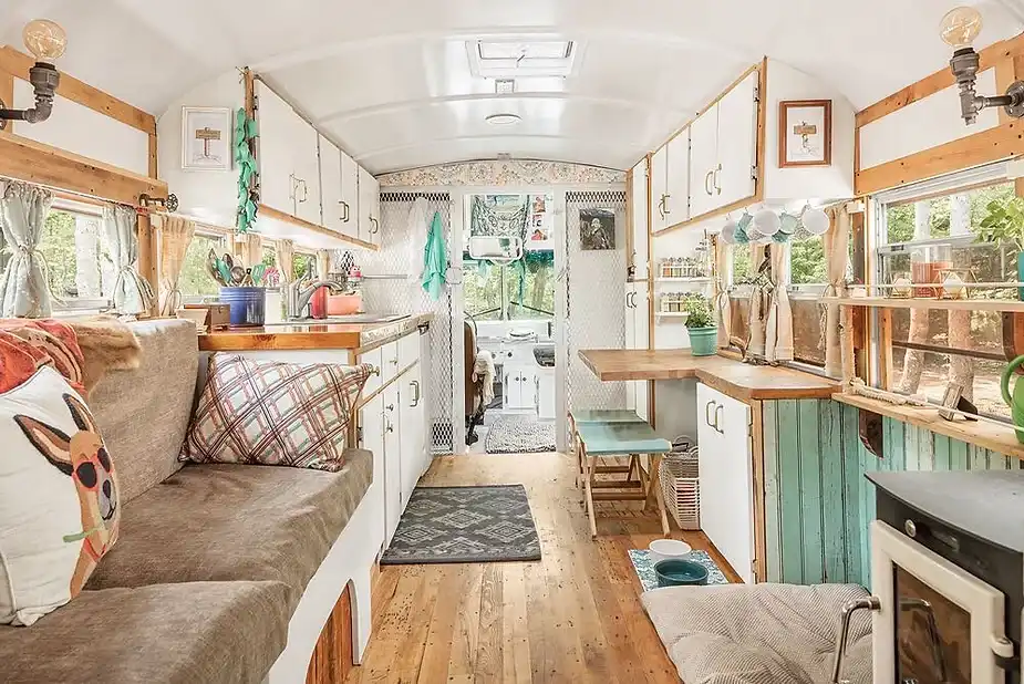 0232 Couple turns prison bus into a perfectly designed DIY skoolie smallhometours.com 8