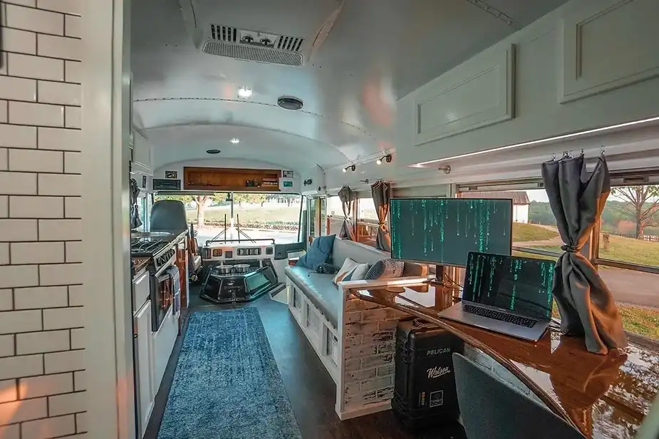 0236 Beautiful DIY school bus conversion with clever design hacks smallhometours.com 1