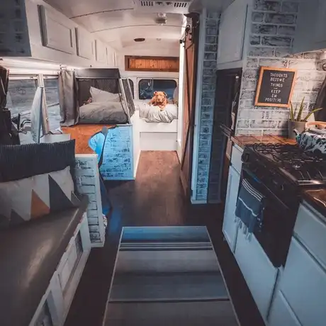 0236 Beautiful DIY school bus conversion with clever design hacks smallhometours.com 2
