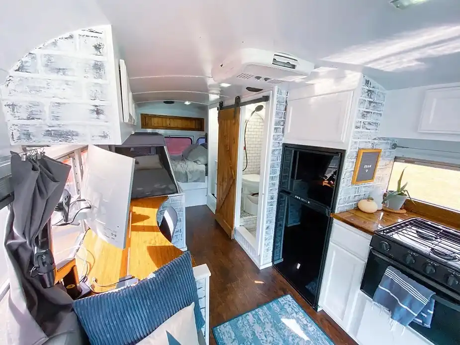 0236 Beautiful DIY school bus conversion with clever design hacks smallhometours.com 4