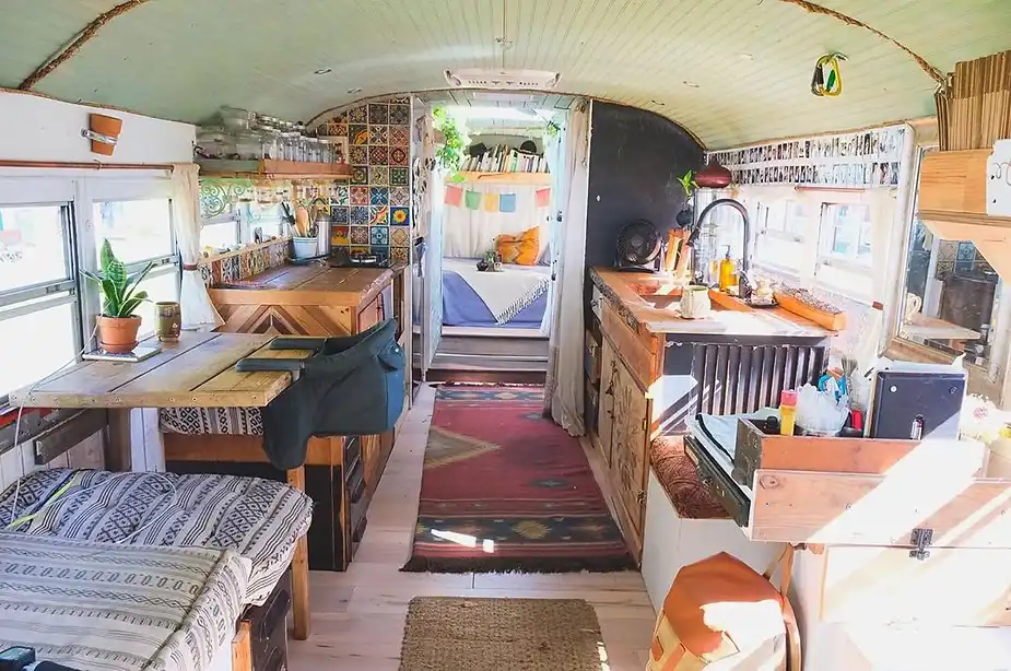 0237 Amazing DIY school bus conversion with walkthrough shower smallhometours.com 1