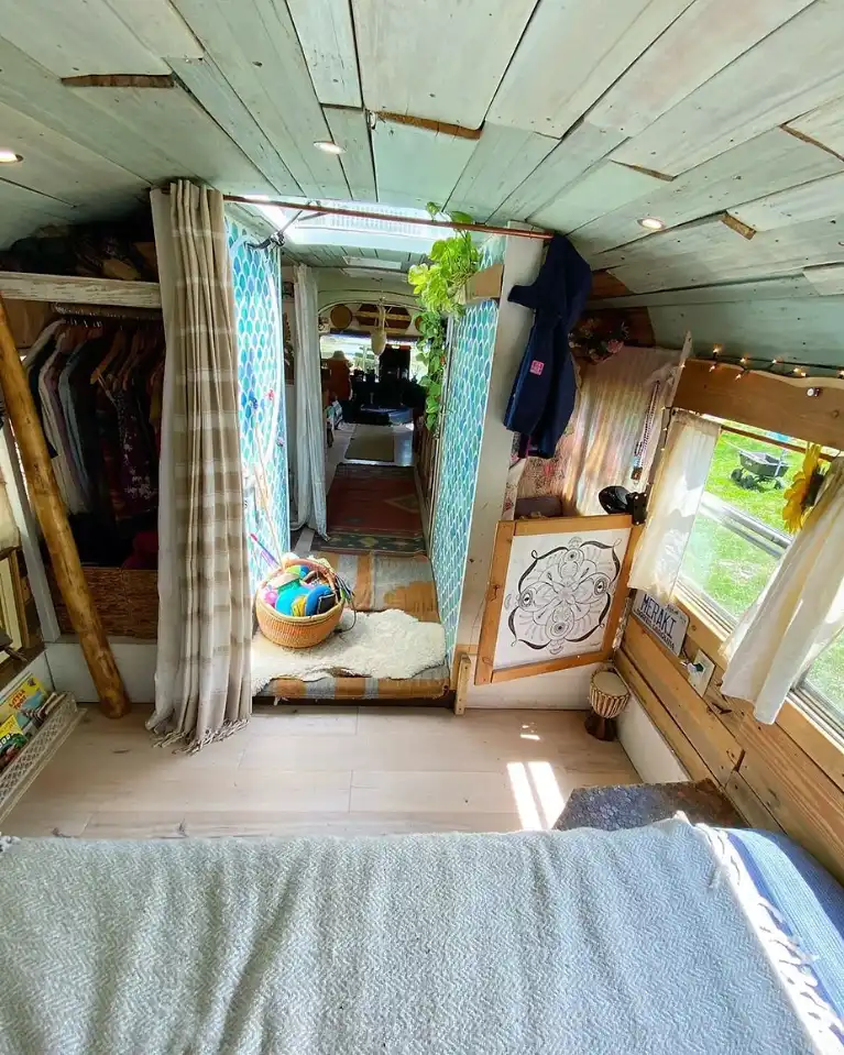0237 Amazing DIY school bus conversion with walkthrough shower smallhometours.com 6