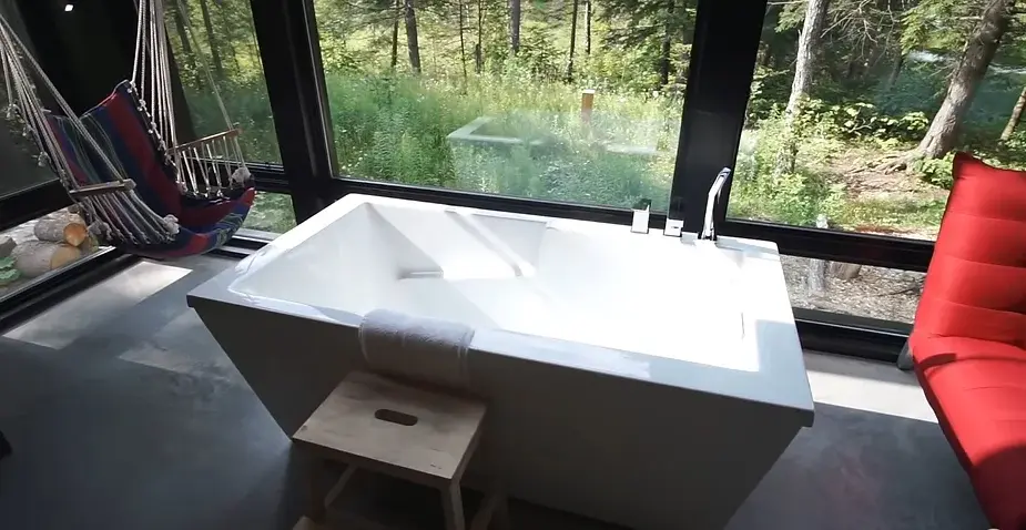 0260 Tiny house with energy wheel floating bed indoor climbing wall smallhometours.com 5