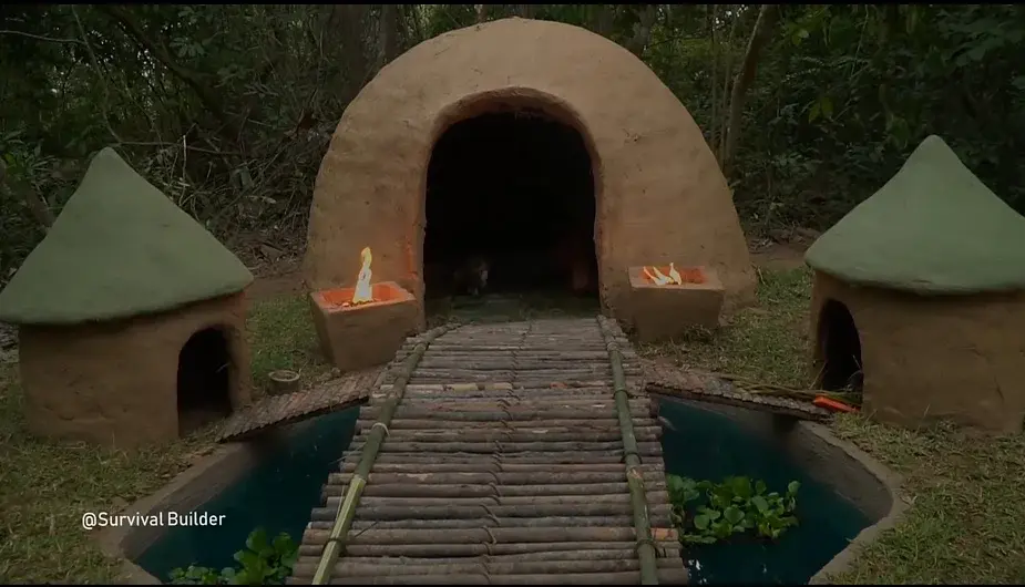 0283 Building beautiful earthbag tiny house and dog house rabbit house fish pond smallhometours.com 3