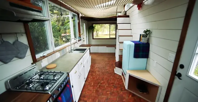 0294 Amazing DIY tiny house 24 ft with loft hammock smallhometours.com 1