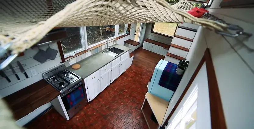 0294 Amazing DIY tiny house 24 ft with loft hammock smallhometours.com 2