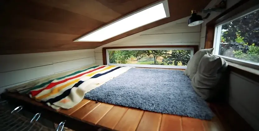0294 Amazing DIY tiny house 24 ft with loft hammock smallhometours.com 9