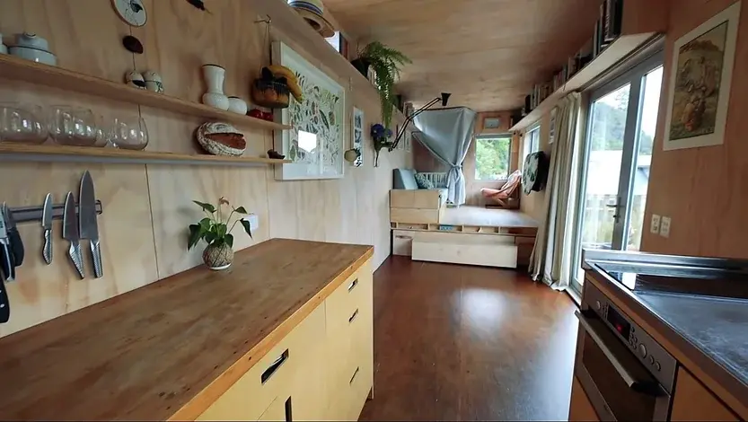 0306 Two 20ft shipping containers tiny house with spectacular relief on the roof smallhometours.com 4