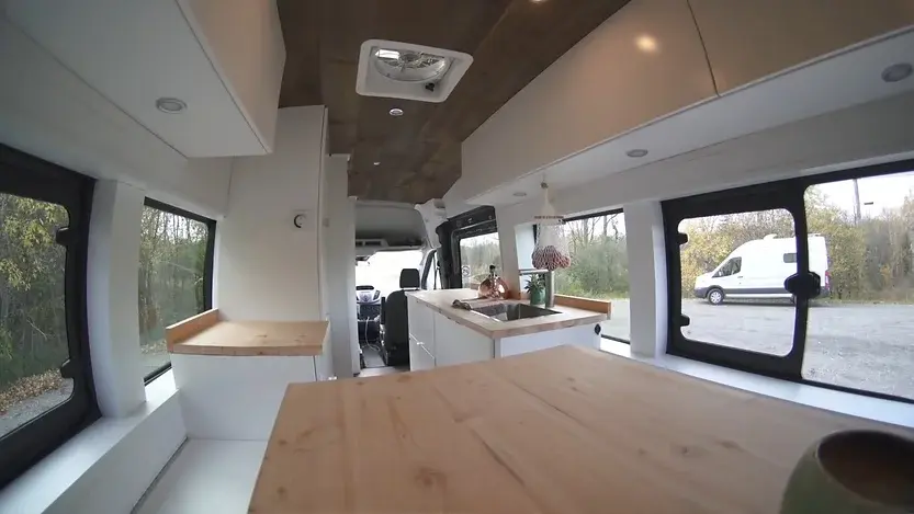 0315 Ford transit van with DIY indoor shower 100 solar smallhometours.com 1