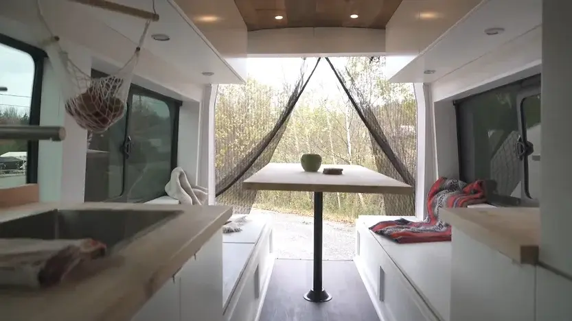0315 Ford transit van with DIY indoor shower 100 solar smallhometours.com 7