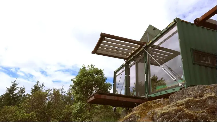 0319 Stunning off grid shipping container tiny home on mountain smallhometours.com 3