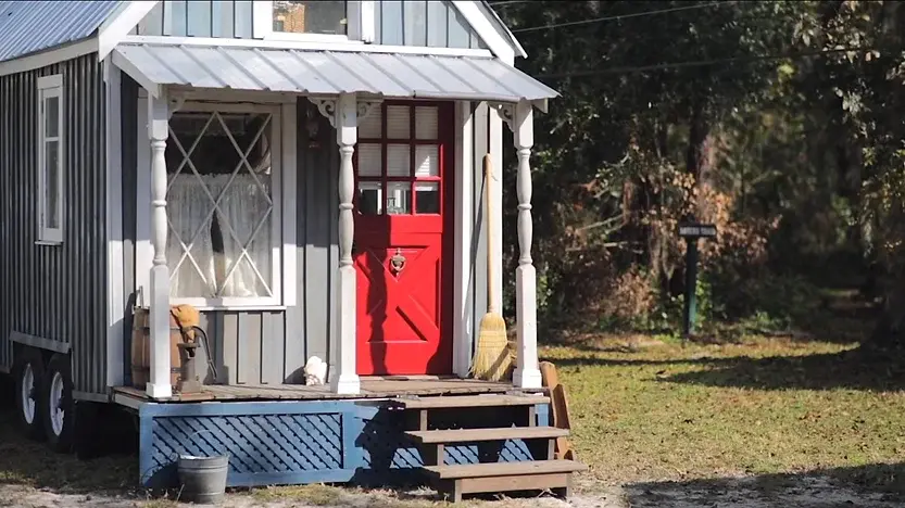 0336 Victorian tiny house 19th century living pitcher pump fresh water double duty piano smallhometours.com 2