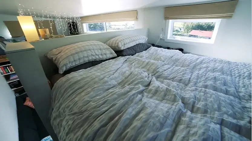 0345 Unique 23F tiny house with 9 windows climbing wall smallhometours.com 5