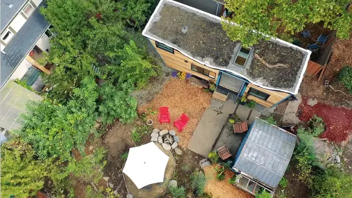 0355 Tiny house natural built with biophilic design elements Fibonacci curve roofline smallhometours.com 1
