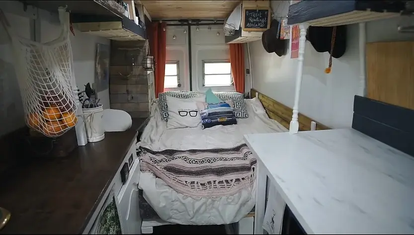 0361 DIY camper van functional beautiful build by this amazing couple on low budget smallhometours.com 4