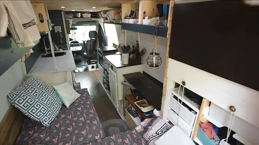 0361 DIY camper van functional beautiful build by this amazing couple on low budget smallhometours.com 5
