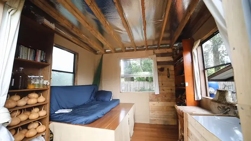 0362 Man living in a 10x10 tiny house making his own fuel using a biodigester growing toilet paper smallhometours.com 1