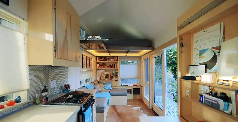 0384 Architecturally designed tiny house with secret shower smallhometours.com 2