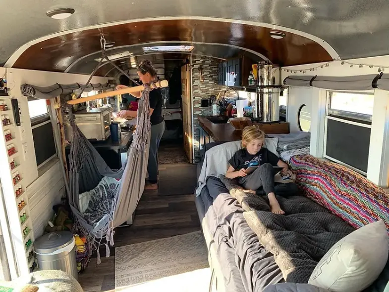 0392 After a cancer diagnosis she sold everything built a stunning DIY school bus conversion smallhometours.com 2