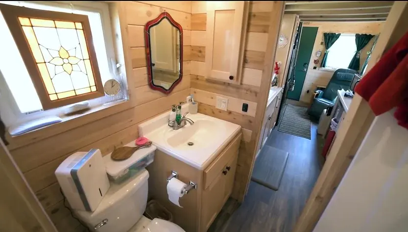 0394 At 77 she sold half of her stuff to live In her downstairs bedroom tiny house smallhometours.com 5