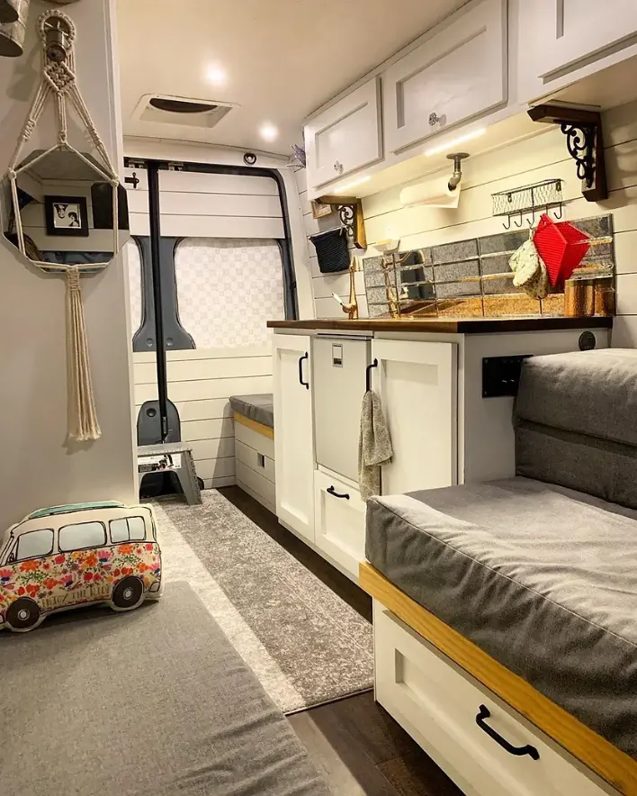 0408 Sprinter van interior Empty nester downsized vanlife smallhometours.com 4