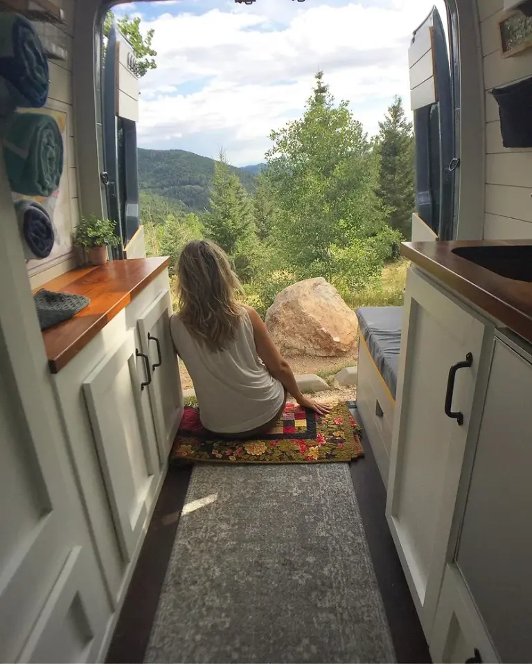 0408 Sprinter van interior Empty nester downsized vanlife smallhometours.com 6