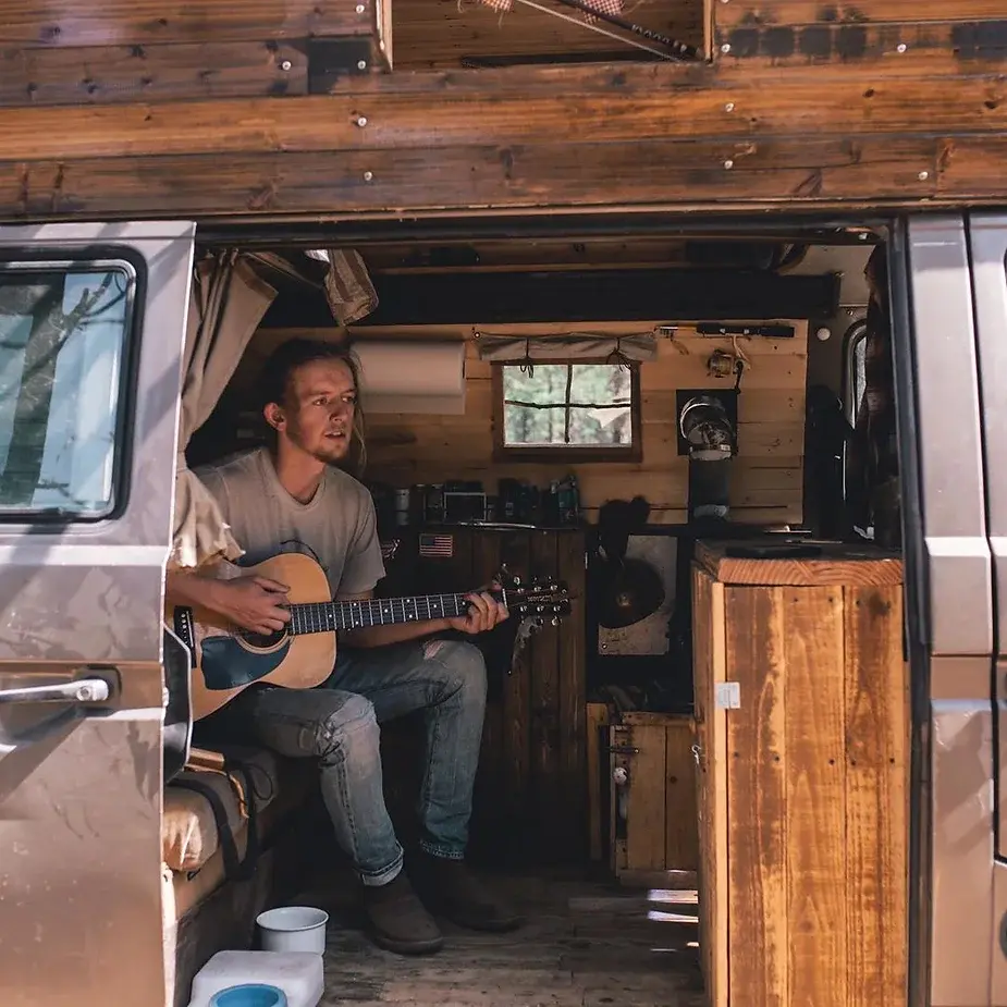 0426 This Budget Micro Cabin in the Woods Van Conversion will make you Swoon. smallhometours.com 5