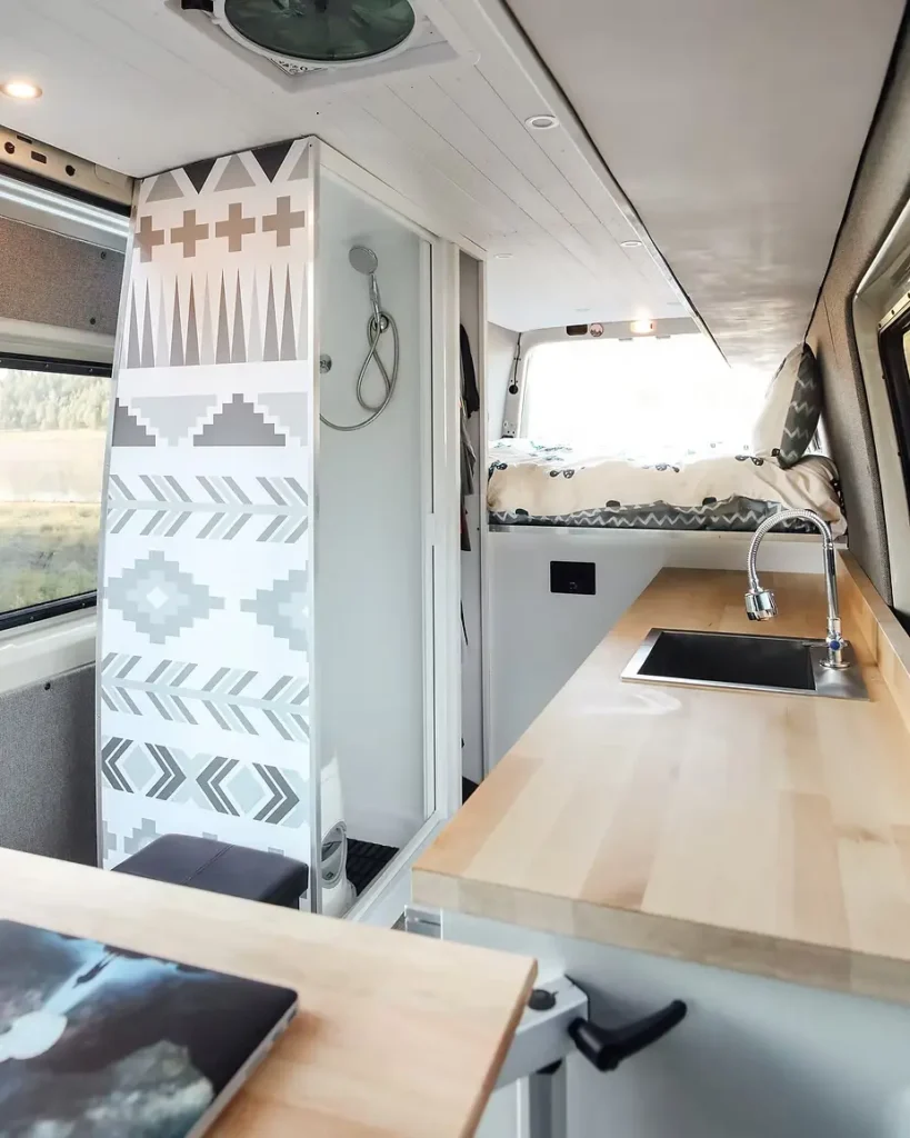 0443 Off grid van life w bathroom solar life on the road smallhometours.com 2