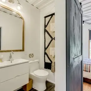 0449 Minimal tiny house with Industrial modern flare one unit shipping container home smallhometours.com 5