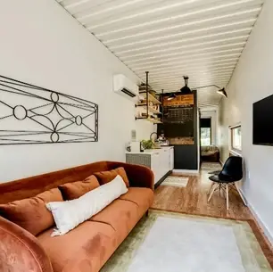 0449 Minimal tiny house with Industrial modern flare one unit shipping container home smallhometours.com 8