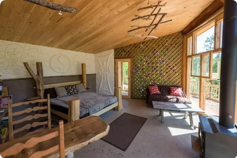 0454 Mini Earthship style cabin incredible tiny off grid house with solar power smallhometours.com 2