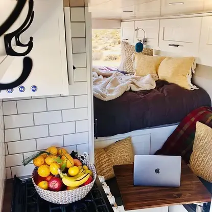 0457 This promaster van tiny house has everything Kitchen roof deck bathroom smallhometours.com 6