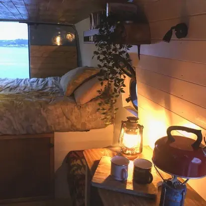 0459 Living in tiny house on wheels off grid 3000 Sprinter van conversion smallhometours.com 3