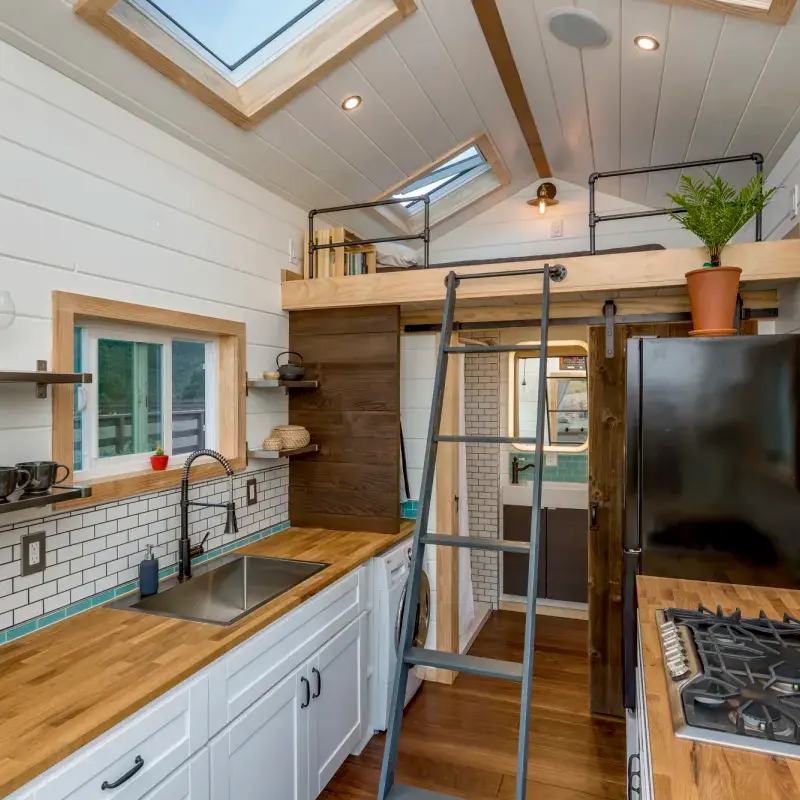0496 Stunning 26 custom tiny house with a unique downstairs sleepingliving room smallhometours.com 5