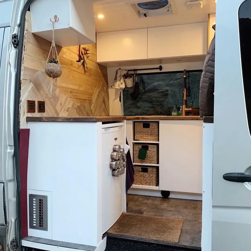 0504 Lovely 2014 Mercedes sprinter conversion with recycled scaffold boards stained smallhometours.com 1