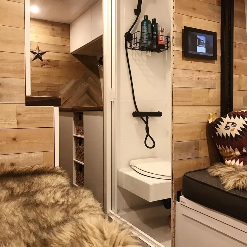 0504 Lovely 2014 Mercedes sprinter conversion with recycled scaffold boards stained smallhometours.com 4