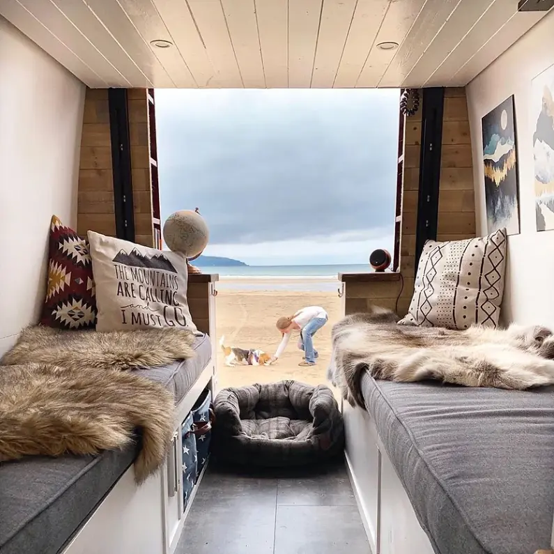 0504 Lovely 2014 Mercedes sprinter conversion with recycled scaffold boards stained smallhometours.com 9