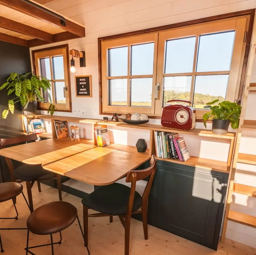 0509 Beautiful tiny house on wheels with half timbering smallhometours.com 13