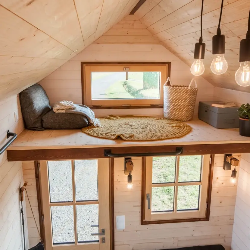 0509 Beautiful tiny house on wheels with half timbering smallhometours.com 9