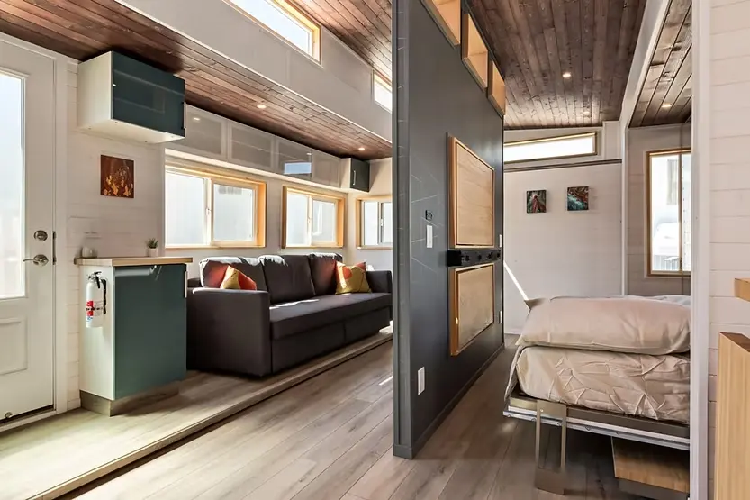 0521 Spectacular expanding tiny house that goes from 8 ft wide to 16 ft wide at the push of a button smallhometours.com 10