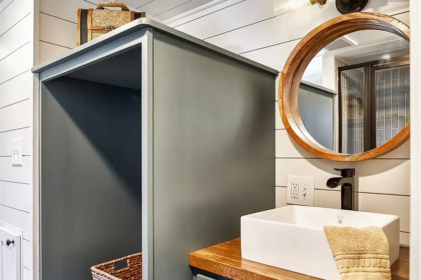 0543 A modern tiny house with open design a sleeping loft full kitchen and spacious bathroom smallhometours.com 6