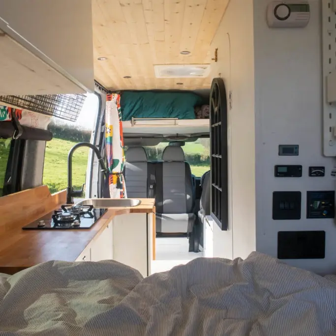 0546 Gorgeous off grid Mercedes sprinter long wheelbase with full bathroom smallhometours.com 5