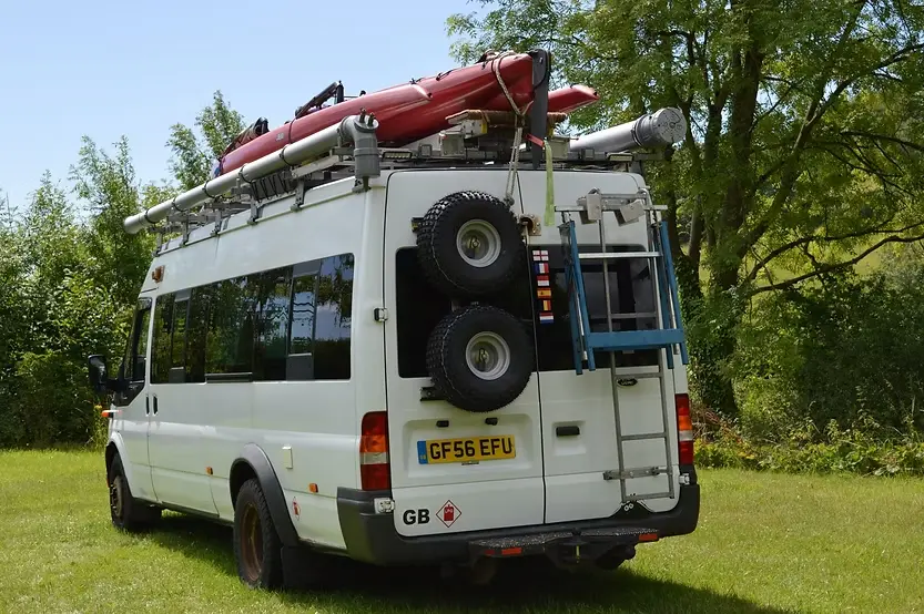 0578 Gorgeous transit ELWB with bespoke roof rack winch system for the sailing kayak smallhometours.com 8