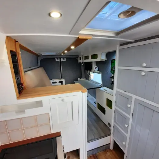 0584 Handcrafted Mercedes sprinter build with re claimed and ecological materials as possible smallhometours.com 11