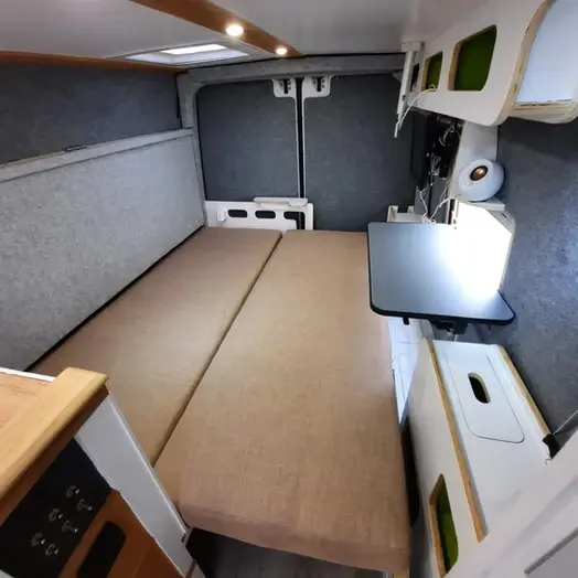0584 Handcrafted Mercedes sprinter build with re claimed and ecological materials as possible smallhometours.com 13