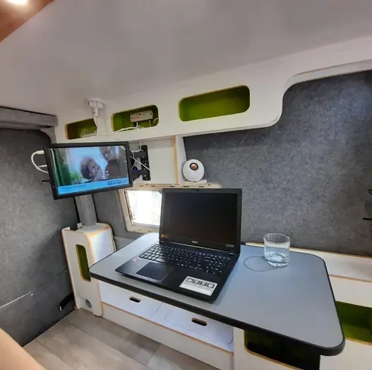 0584 Handcrafted Mercedes sprinter build with re claimed and ecological materials as possible smallhometours.com 14