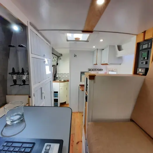 0584 Handcrafted Mercedes sprinter build with re claimed and ecological materials as possible smallhometours.com 5