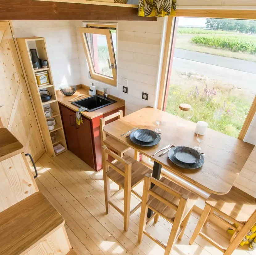 0591 Beautiful tiny house with contemporary architecture and skylight room smallhometours.com 3