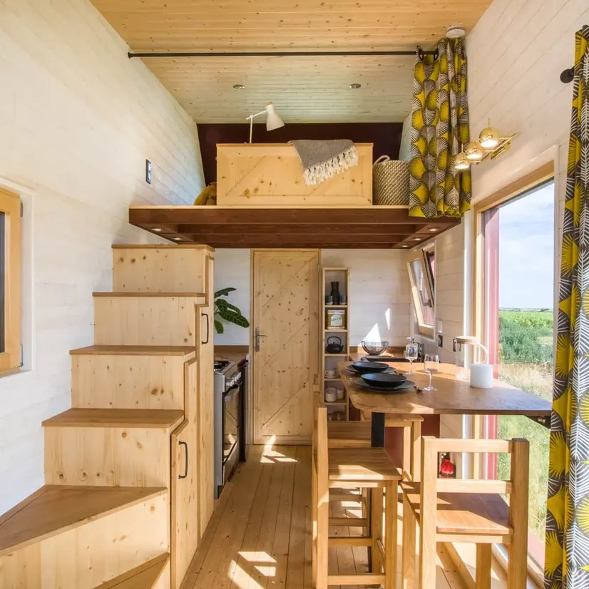 0591 Beautiful tiny house with contemporary architecture and skylight room smallhometours.com 7