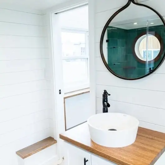 0593 Beautiful tiny house with removable pergola deck smallhometours.com 4